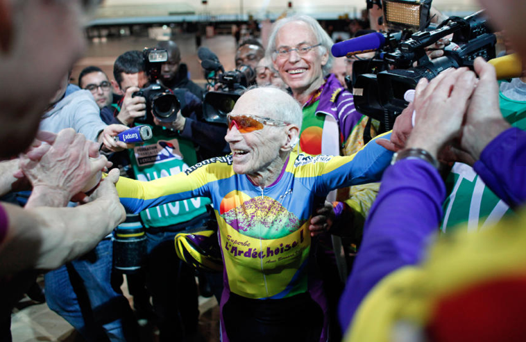 Meet Robert Marchand: at 102 years old, he biked 16.7 miles in one hour. Legendary.